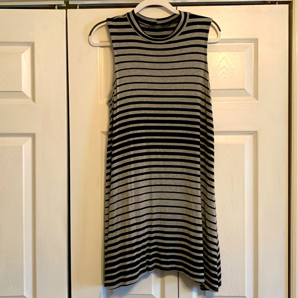 Nik & Nash, Black and Grey stripe tank Dress Size large, EUC